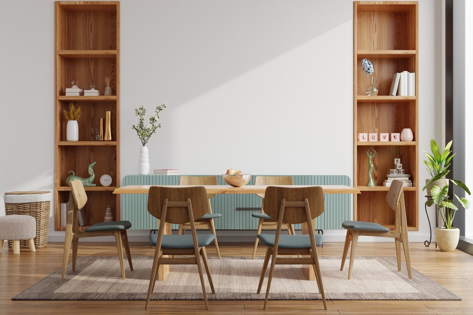 Holzstuhl im Esszimmer von oben